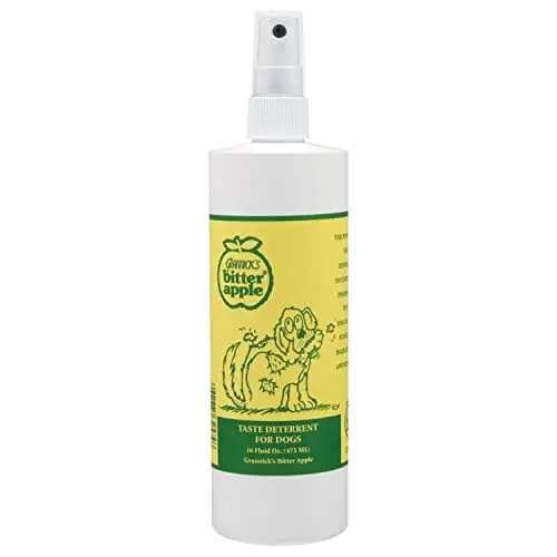 Grannick's Bitter Apple spray bottle on a table