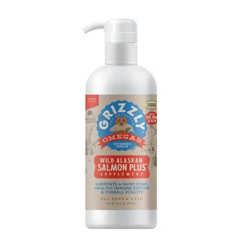 Grizzly Salmon Oil Omega-3 Fatty Acids All-Natural Dog Food Supplement 16oz bottle