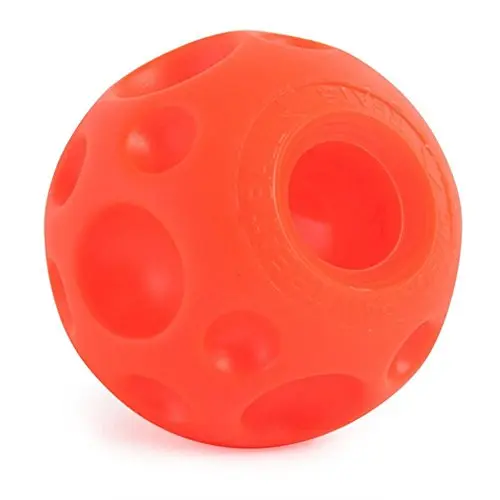 Orange vinyl treat dispensing ball for large dogs