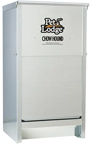 Pet Lodge Chow Hound galvanized steel outdoor dog feeder with magnetized door