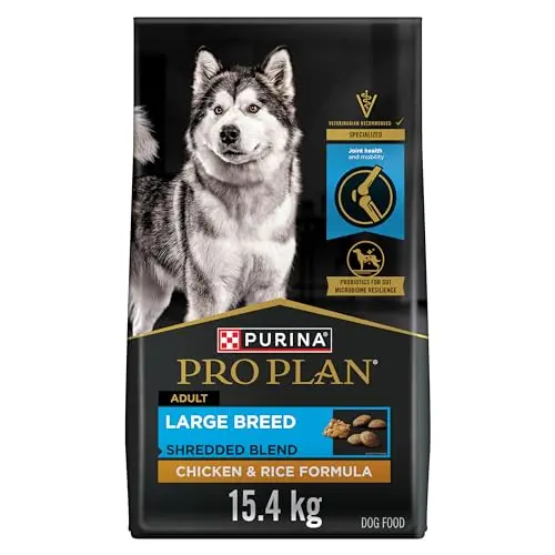 Purina Pro Plan Large Breed Shredded Blend Chicken and Rice dog food bag