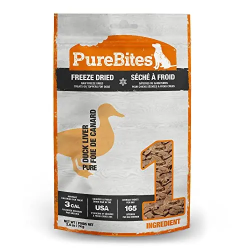 PureBites Duck Liver freeze-dried dog treats bag