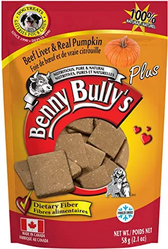 Benny Bullys freeze-dried beef liver and pumpkin dog treats bag