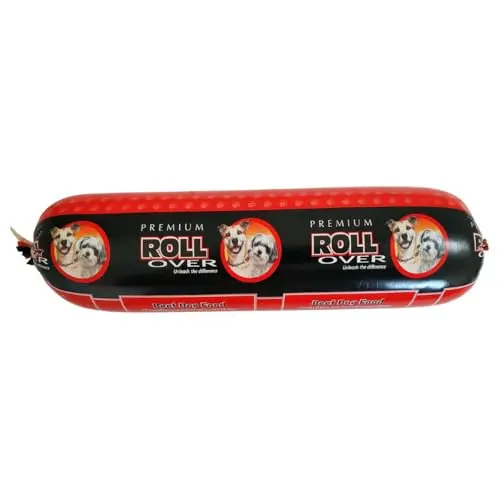 Rollover Beef dog food roll in casing