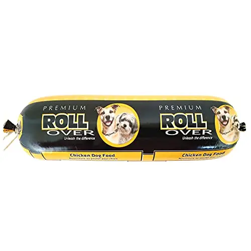 Rollover Chicken dog food roll in original packaging