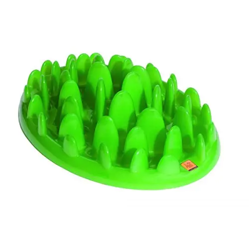 Company of Animals GREEN Mini slow feeder in green, plastic grass tuft design