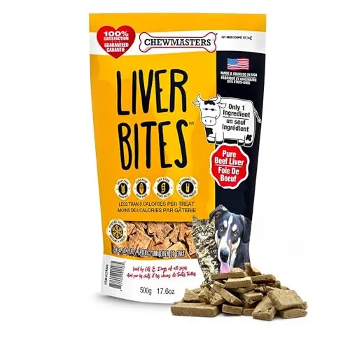 Chewmasters Beef Liver Bites freeze-dried dog treats bag
