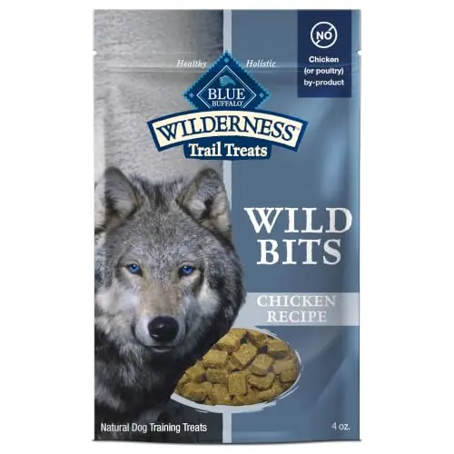 Blue Buffalo Wilderness Wild Bits Soft & Chewy Training Treats chicken recipe bag.