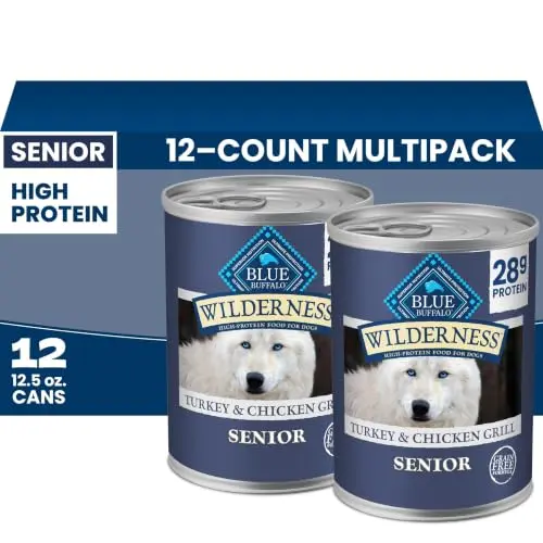 Blue Buffalo Wilderness Senior Wet Dog Food Turkey & Chicken Grill cans
