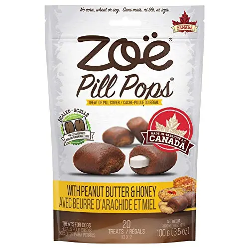 Zoe Pill Pops Peanut Butter with Honey dog treat pouch