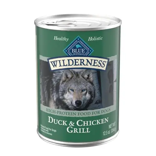 Blue Buffalo Wilderness High Protein Grain Free Adult Wet Dog Food, Duck & Chicken Grill cans
