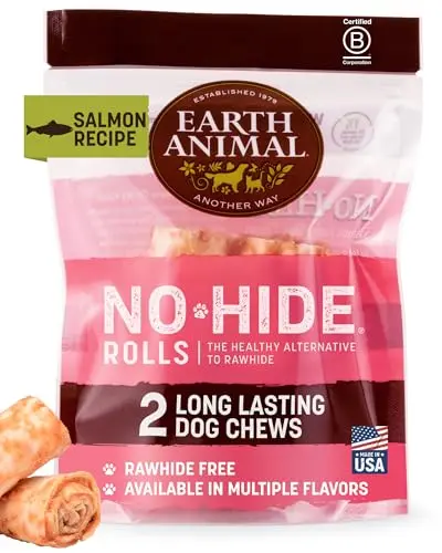 Earth Animal No Hide Chews Salmon Rolls package