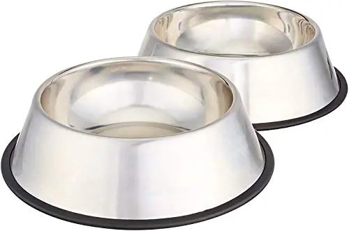Two-pack of Amazon Basics stainless steel non-skid dog bowls