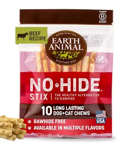 Earth Animal No Hide Stix beef flavour package