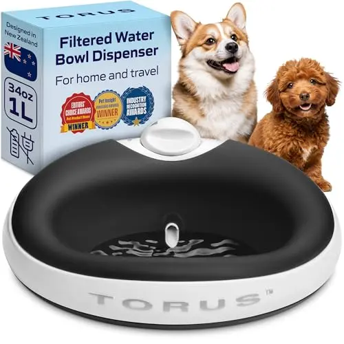 Torus Pet portable no-spill filtered dog water bowl