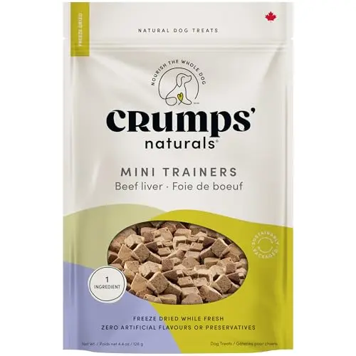 Crumps' Naturals Mini Trainers freeze-dried beef liver treats bag