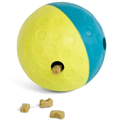 Small blue treat dispensing puzzle ball for dogs