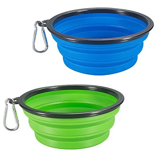 Comsun extra large collapsible dog bowls in blue and green