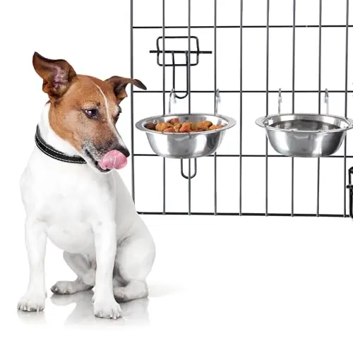 Petmaker set of 2 hanging dog bowls attached to crate