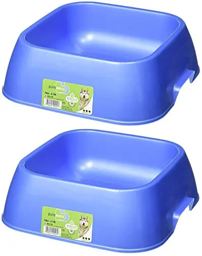 Van Ness 2 Pack of Lightweight Jumbo Dog Bowls, Blue