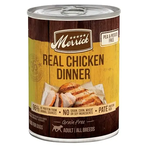 Merrick Grain Free Wet Dog Food chicken pâté cans