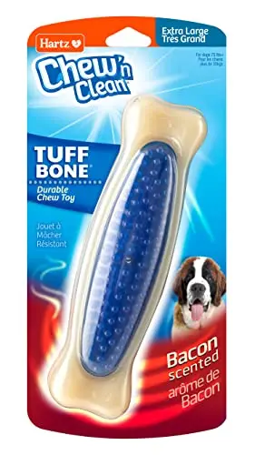 Hartz Chew 'n Clean Tuff Bone in blue and orange, extra large size