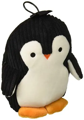 TrustyPup Strong 'N Silent Penguin Silent Squeak Plush Dog Toy with Chew Guard Technology in black/white, medium size
