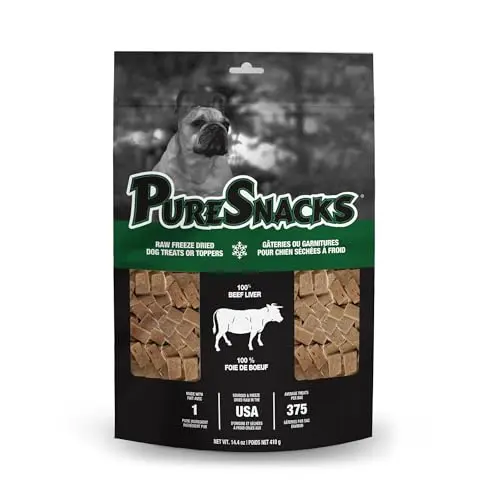 PureSnacks freeze dried beef liver dog treats bag
