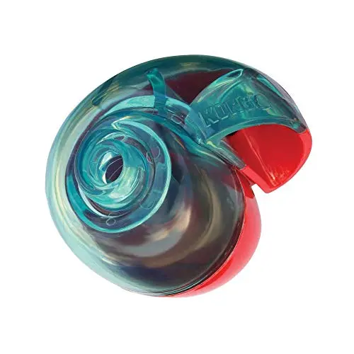 KONG Rewards Shell, red and white unusual shape, treats spilling from top