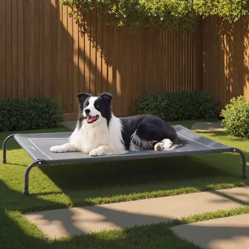 Bedsure Large Elevated Dog Bed with breathable mesh in grey