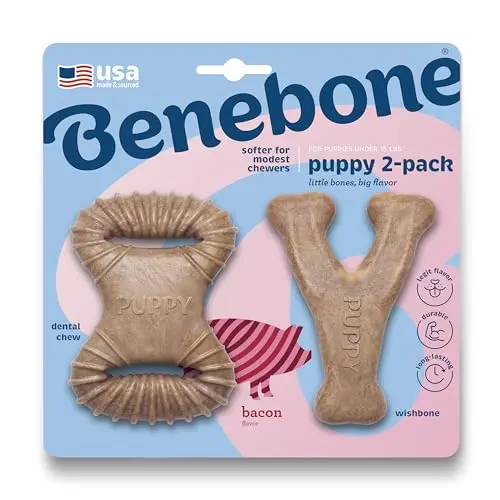 Benebone Puppy 2-Pack with wishbone and dental chew toys for teething puppies