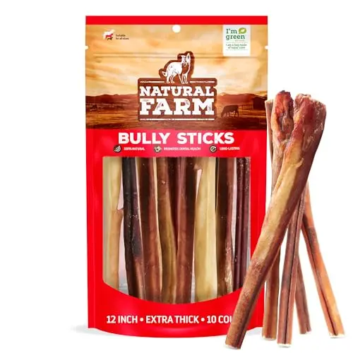 Natural Farm Extra-Thick 12-Inch Beef Bully Sticks for dogs