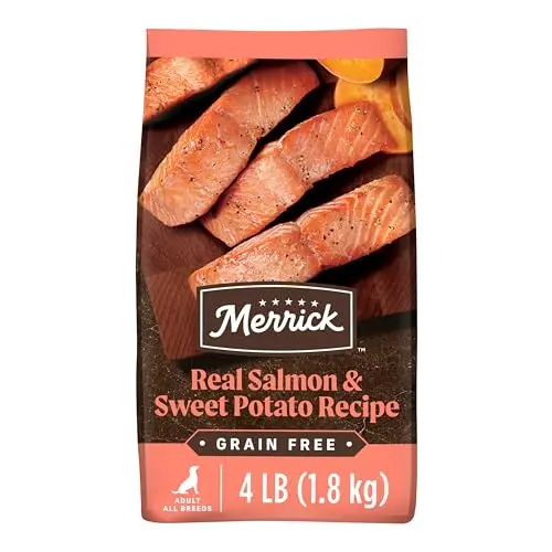 Merrick Grain Free Real Salmon and Sweet Potato dog food bag