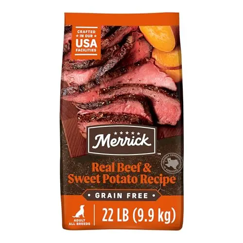Merrick Grain Free Real Texas Beef and Sweet Potato dog food bag