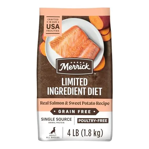 Merrick Limited Ingredient Diet dry dog food bag with salmon and sweet potato