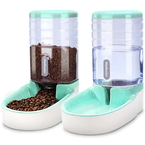 Meikuler automatic pet feeder and water dispenser set, green, 3.8L