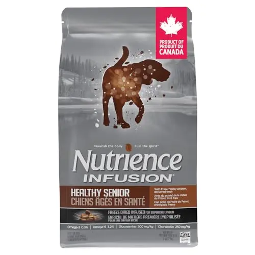 Nutrience Infusion Healthy Senior chicken dry dog food bag with freeze-dried liver