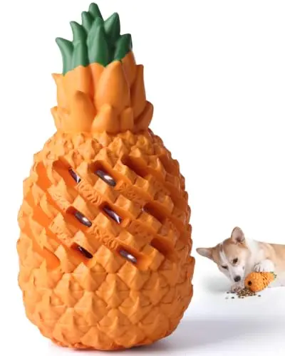 FAIRWIN yellow pineapple shaped durable dog chew toy with treat dispensing