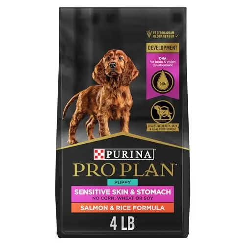 Purina Pro Plan Sensitive Stomach Puppy bag with salmon illustration