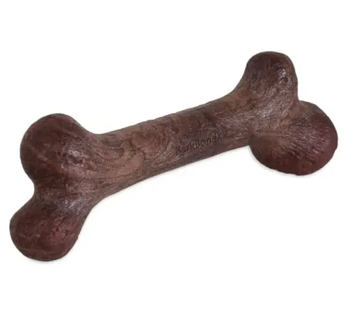 Pet Qwerks Extreme Dinosaur BarkBone in red, steak flavour, X‑Large size