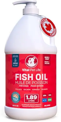 Vital Pet Life Salmon Oil for Dogs 1.89L bulk jug with pump