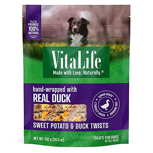 VitaLife Sweet Potato Duck Twists grain-free dog training treats