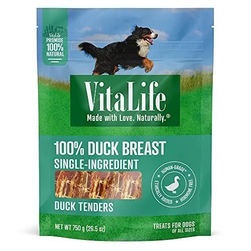 VitaLife Duck Tenders dog treats in a bag