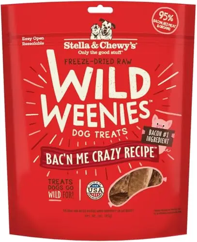 Stella & Chewy's Freeze-Dried Raw Wild Weenies dog treats Bac'n Me Crazy bag