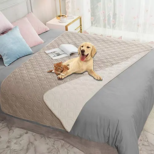 Ameritex Waterproof Dog Bed Cover Pet Blanket reversible cream and beige
