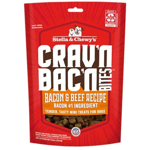 Stella & Chewy's Crav'n Bac'n Bites soft dog treats in a bag