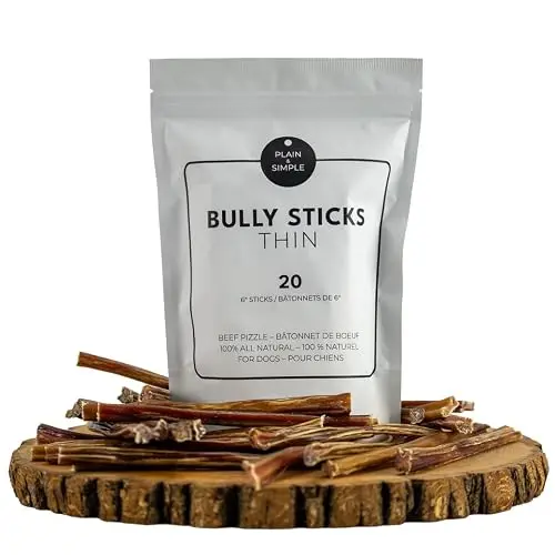 Plain & Simple Thin 6-Inch Bully Sticks for small dogs and puppies