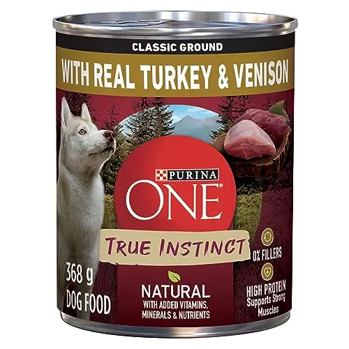 Purina ONE Classic Ground Turkey & Venison wet dog food can