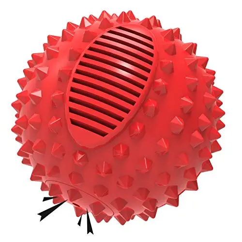 PETIZER red spiky rubber dog ball toy with squeaker