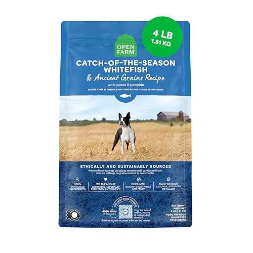 Open Farm Ancient Grains dry dog food with catch-of-the-season whitefish bag